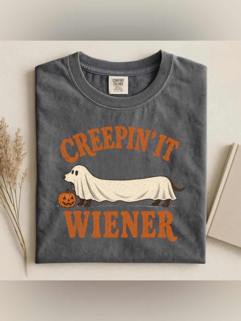 Halloween Dachshund Shirt, Creepin' It Wiener Tee, Funny Wiener Dog Ghost Shirt